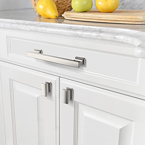 Amerdeco 20 Pack Brushed Satin Nickel Cabinet Knobs 1.46 Inch(37mm) Single Hole Cabinet Handles Rectangle Dresser Knobs and Pulls for Bathroom Cabinets - Image 4