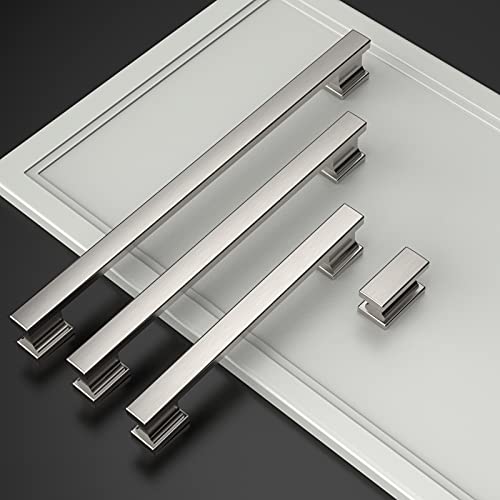 Amerdeco 20 Pack Brushed Satin Nickel Cabinet Knobs 1.46 Inch(37mm) Single Hole Cabinet Handles Rectangle Dresser Knobs and Pulls for Bathroom Cabinets - Image 3