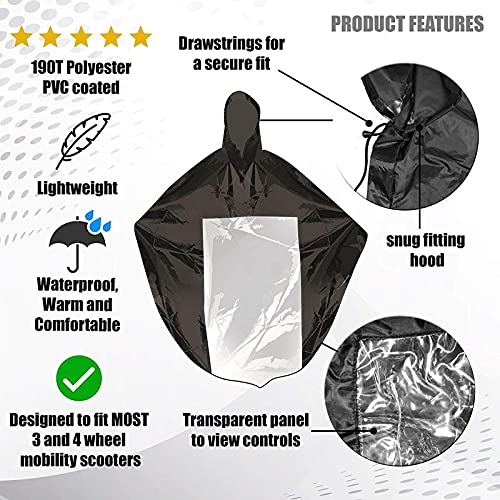 nomiou Mobility Scooter Rain Cover Waterproof Material Protect You and Your Scooter from Rain Snow Sleet and Sun - Image 4