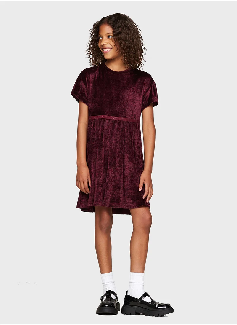 TOMMY HILFIGER Kids Velour  Midi Dress