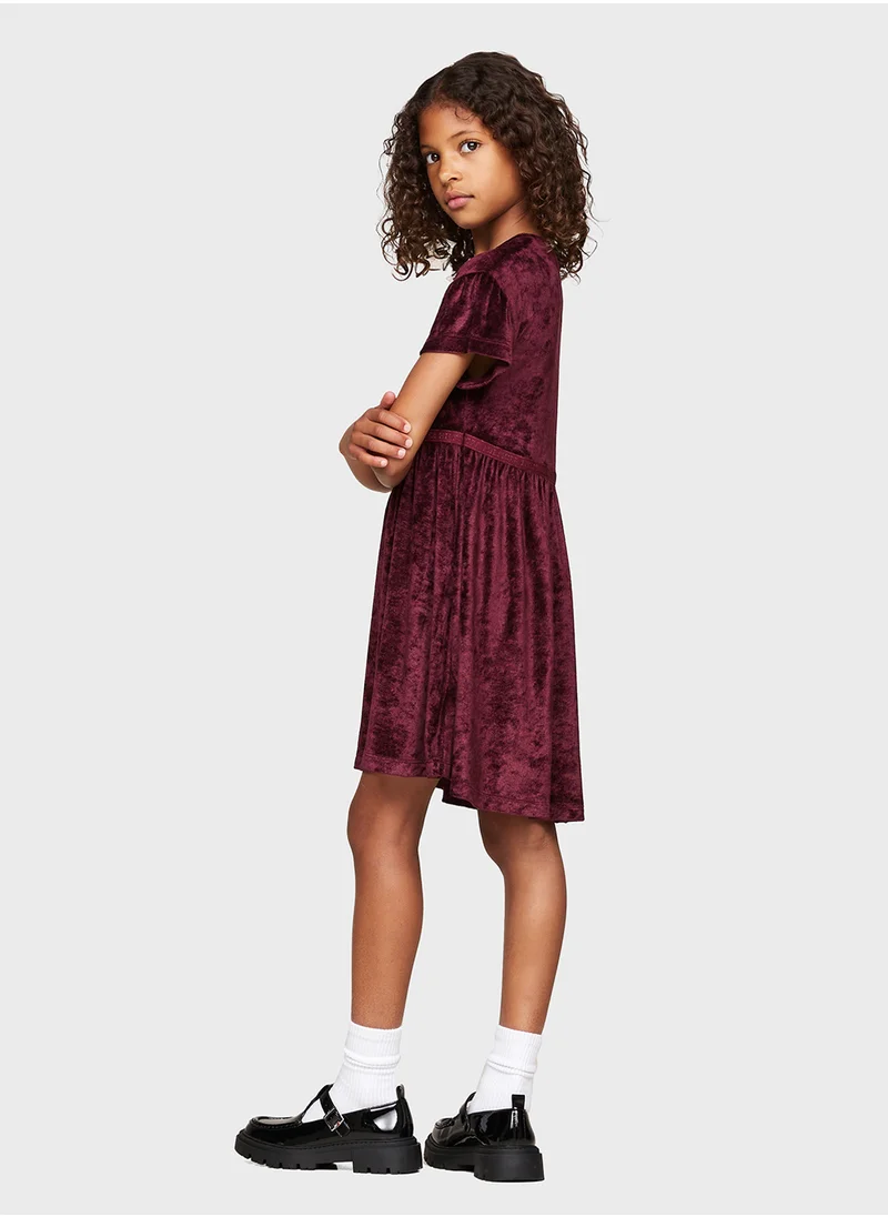 TOMMY HILFIGER Kids Velour  Midi Dress