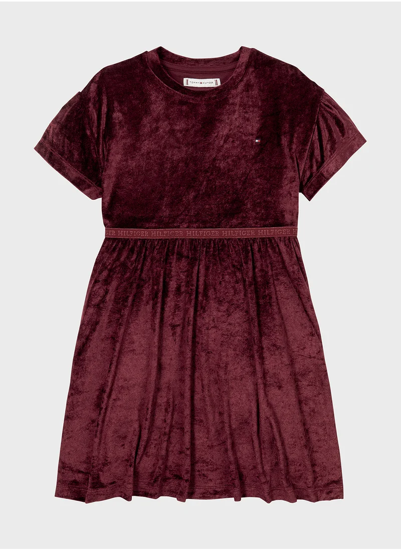 TOMMY HILFIGER Kids Velour  Midi Dress