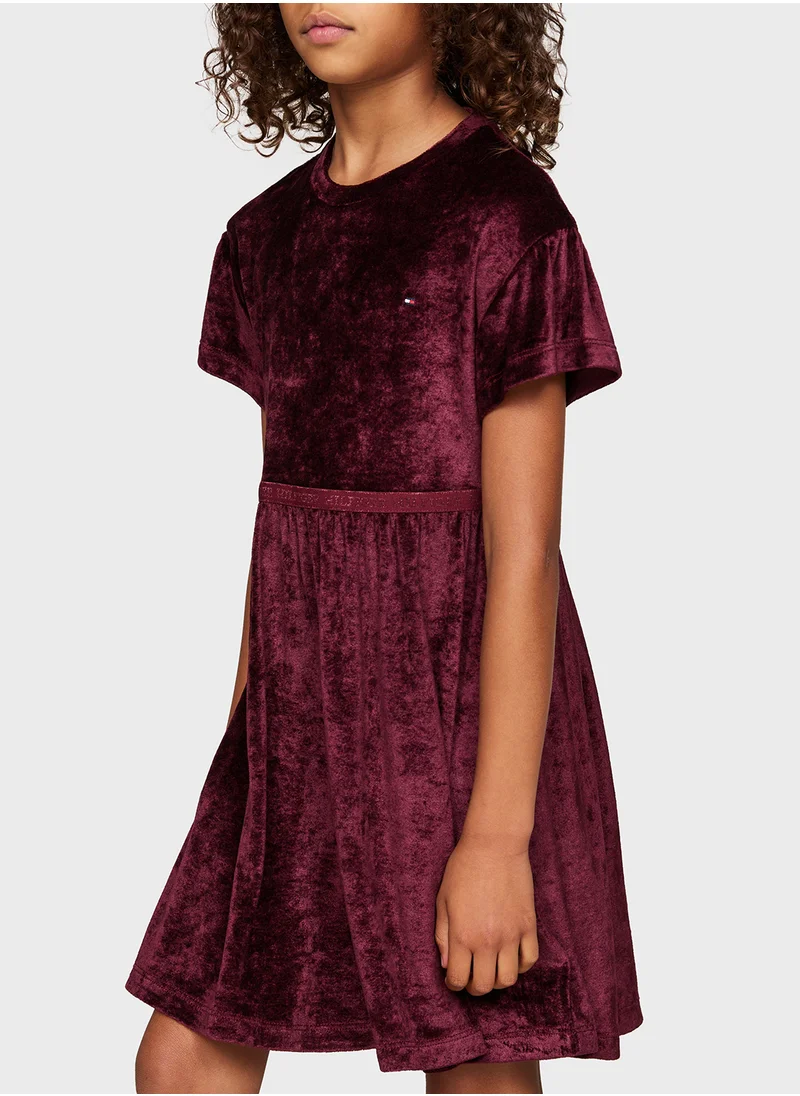 TOMMY HILFIGER Kids Velour  Midi Dress