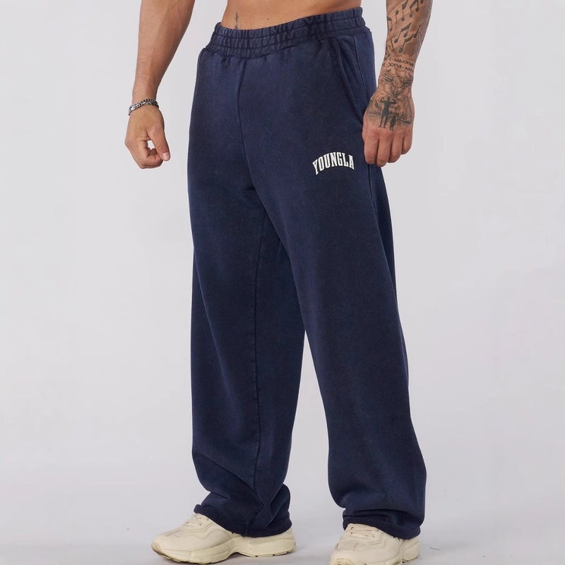 بنطلون رياضي فضفاض مستقيم للرجال من يوانغلا، بنطلون جري، بنطلون رياضي غير رسمي، رمادي داكن - Image 5