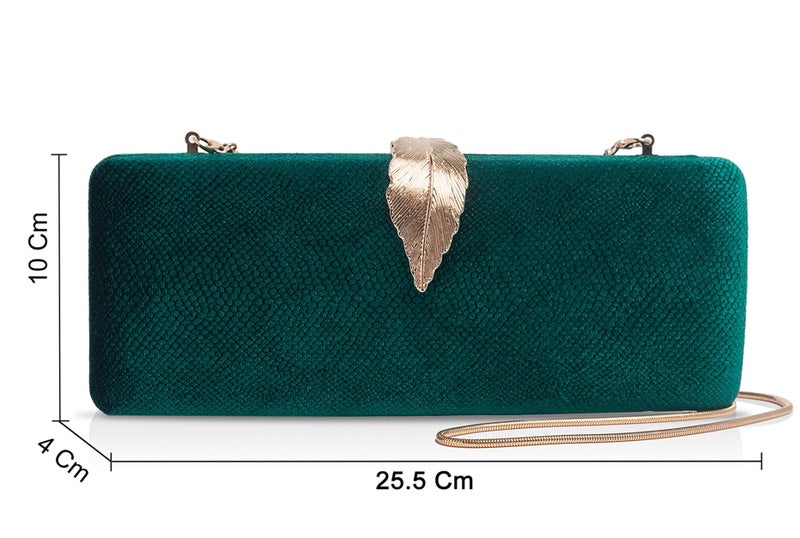 INOVERA (LABEL) Clutch Bags for Women, Girls - Ladies Stylish Evening Party Hand Clutches - Wedding Bridal Purse - Crossbody Sling Bag with Chain Strap (Green) (Green) - Image 2