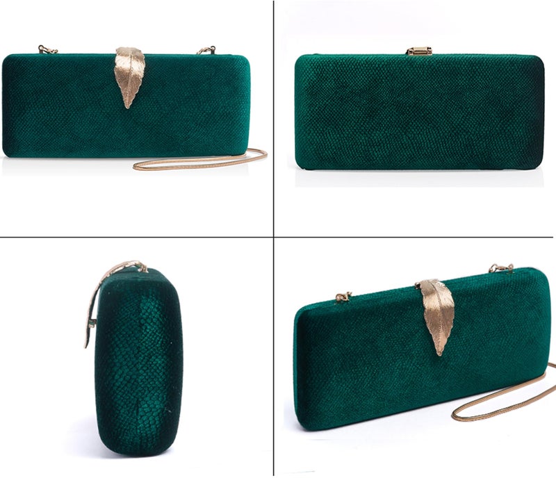 INOVERA (LABEL) Clutch Bags for Women, Girls - Ladies Stylish Evening Party Hand Clutches - Wedding Bridal Purse - Crossbody Sling Bag with Chain Strap (Green) (Green) - Image 5