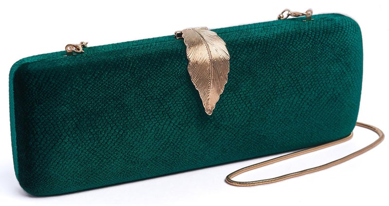 INOVERA (LABEL) Clutch Bags for Women, Girls - Ladies Stylish Evening Party Hand Clutches - Wedding Bridal Purse - Crossbody Sling Bag with Chain Strap (Green) (Green) - Image 1
