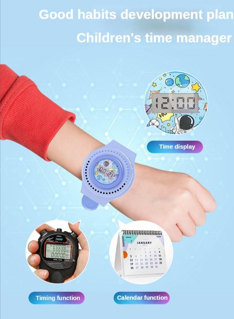 Loquat Cartoon Children Mini USB Watch Digital Timer Fan Gadgets Cool Portable Sports Fan USB Rechargeable Kids Watch Cooler - Image 4