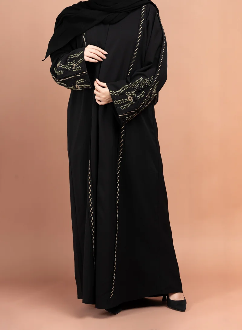 IKKXA Embroidery Handwork Emirati Abaya AIK5049