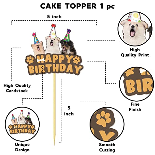 Festiko® 1 Pc Happy Barkday Cake Topper, Dog Birthday Cake Topper, Pet Birthday Decoration - Image 2