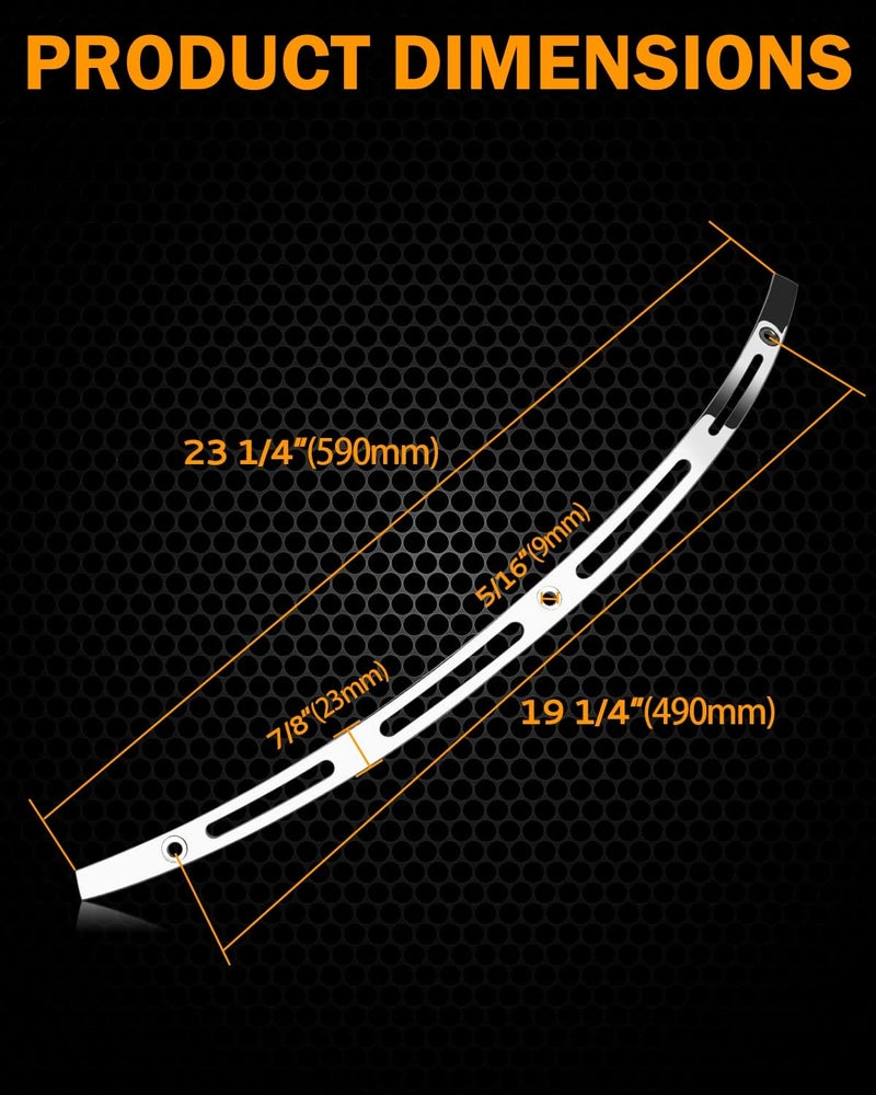 PBYMT Polished Stainless Windshield Trim, Slotted Windshield Trim Compatible for Harley 2014-2024 Electra Glide, Street Glide, Ultra Limited and Tri Glide Models - Image 2