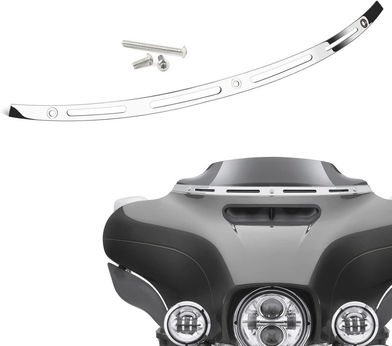 PBYMT Polished Stainless Windshield Trim, Slotted Windshield Trim Compatible for Harley 2014-2024 Electra Glide, Street Glide, Ultra Limited and Tri Glide Models - Image 1