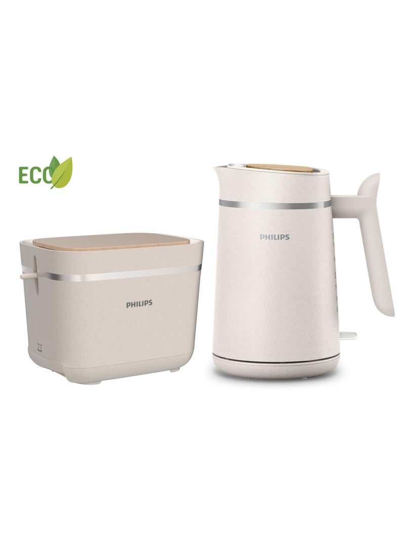 Philips hue Eco Conscious Edition Breakfast Set – Kettle and Toaster 5000 Series, 100% Bio-Based Plastics*, Silk White Matt Finish, Sustainable Design, Efficient Performance  - Image 1