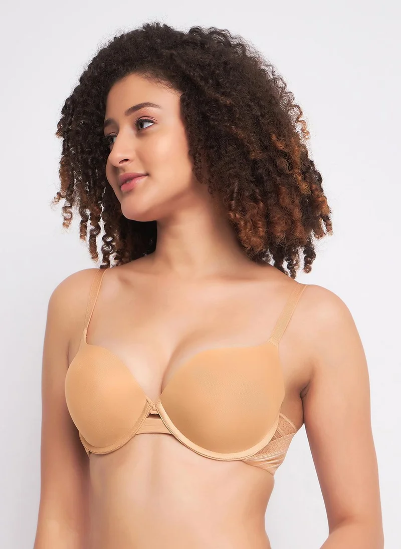 كلوفيا Clovia Level 3 Push Up Padded Underwired Demi Cup T-shirt Bras in Nude Colour