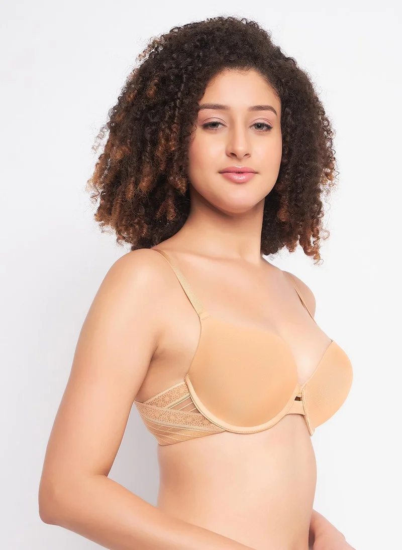 كلوفيا Clovia Level 3 Push Up Padded Underwired Demi Cup T-shirt Bras in Nude Colour