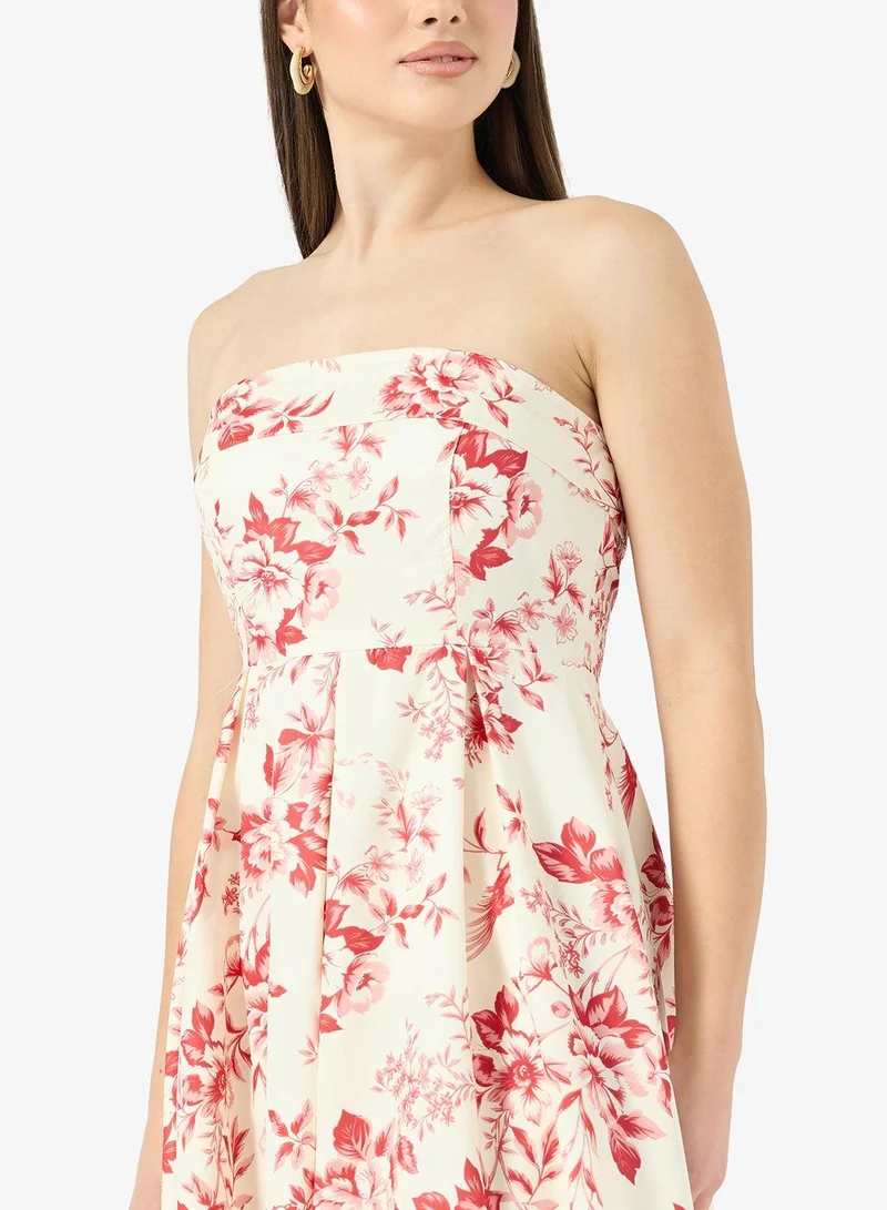 Ginger Bandeau Floral Fit & Flare Dress