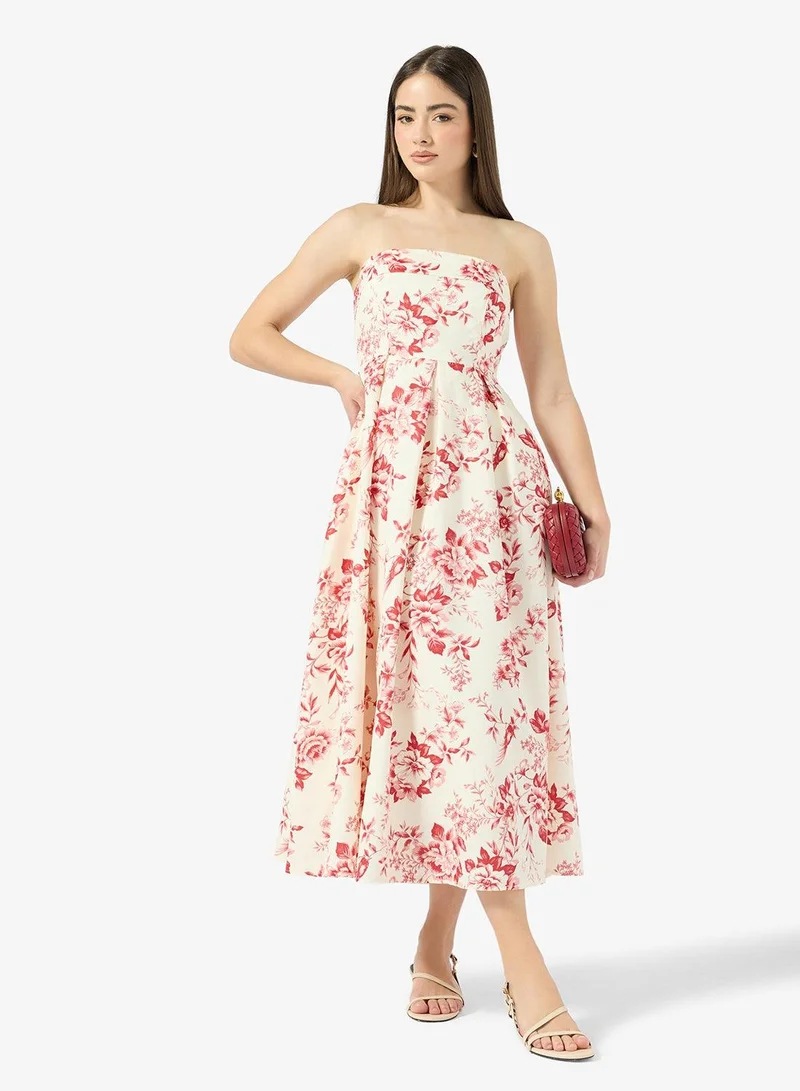 Ginger Bandeau Floral Fit & Flare Dress