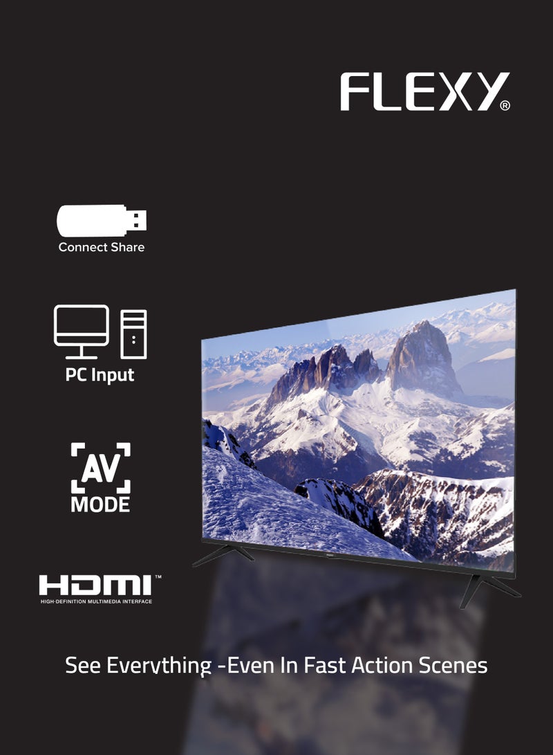 Flexy FLEXY 32-Inch Frameless LED TV - HD 1366x768, Free Wall Mount, Connect Share, Dual HDMI & USB Inputs, 5000:1 Dynamic Ratio, 176° Viewing Angle, Multi-Language OSD, 2-Year Warranty  - Image 3