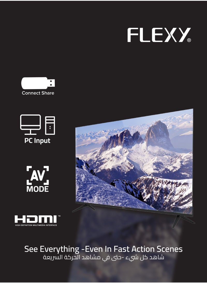 فليكسي تلفزيون LED مرن مقاس 32 بوصة بدون إطار - HD 1366x768، حامل مجاني على الحائط، مشاركة توصيل، مدخل HDMI وUSB مزدوج، نسبة ديناميكية 5000:1، زاوية عرض 176 درجة، OSD متعدد اللغات، ضمان لمدة عامين  - Image 4