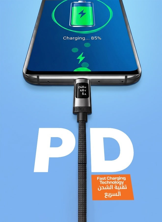 Faster 240W USB C to USB C Cable with OLED Power Display, 3.9FT Braided USB-C Fast Charging Cable, USB PD 3.1 5A, 480Mbps Data Transfer, Compatible with MacBook Pro/Air, iPad Pro, iPhone, Samsung, Laptops - Image 4