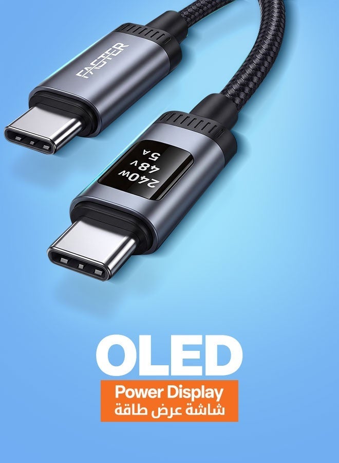 Faster 240W USB C to USB C Cable with OLED Power Display, 3.9FT Braided USB-C Fast Charging Cable, USB PD 3.1 5A, 480Mbps Data Transfer, Compatible with MacBook Pro/Air, iPad Pro, iPhone, Samsung, Laptops - Image 3