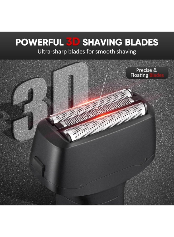 Faylor Electric Shaver for Men – 3-Blade Cordless Rechargeable Foil Shaver, IPX6 Waterproof Electric Razor for Face with Pop-Up Trimmer | Lightweight Handheld Design, Travel-Friendly (Black) - Image 2