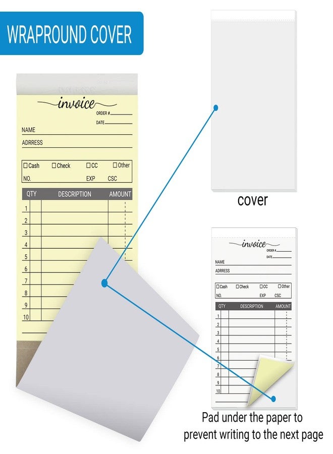 suituts 12 Pack Invoice Books for Small Business, 3.5 x 5.5 Inch 2 Part Carbonless Receipt Books, Carbon Duplicate Copy Order Form Book, Convenient Invoice Pads, 50 Sets Each Pad,Total 600 Sets - Image 4