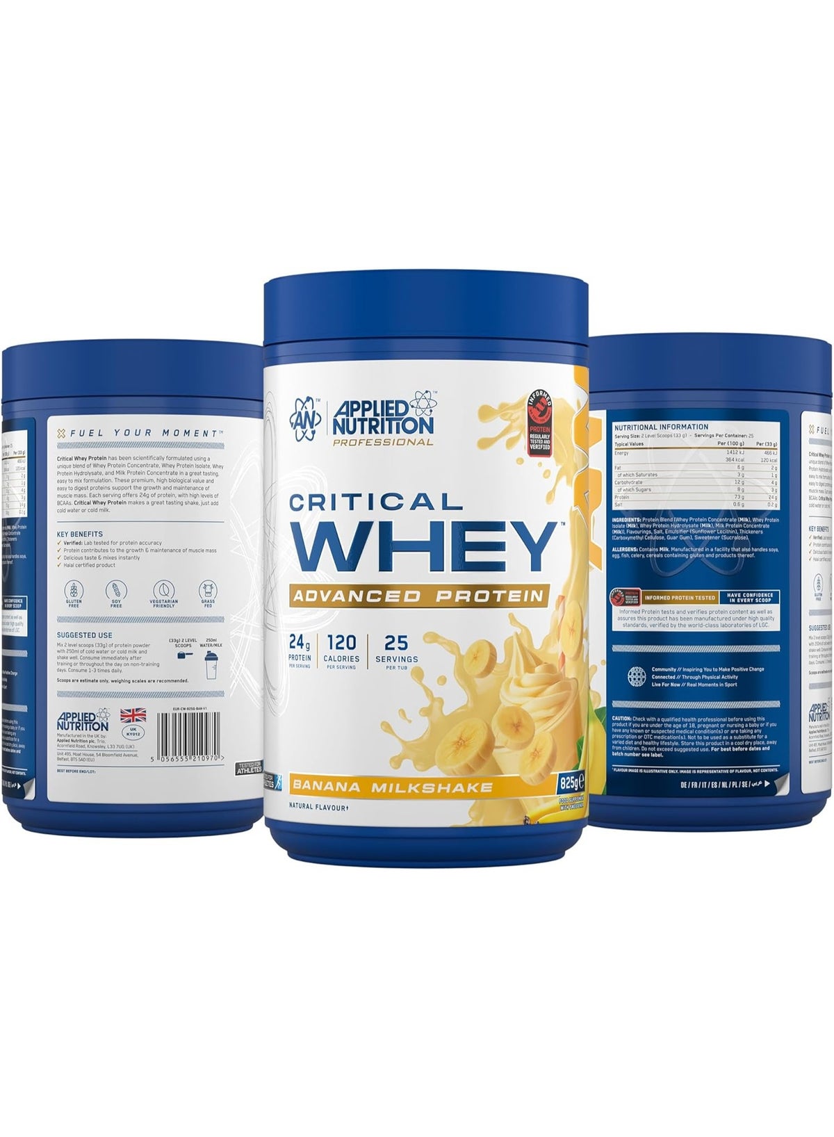 Critical Whey Blend Protein Powder, Banana Milkshake Flavour, 500 G | Whey Concentrate, Isolate & Hydrolysate | High-Protein Formula