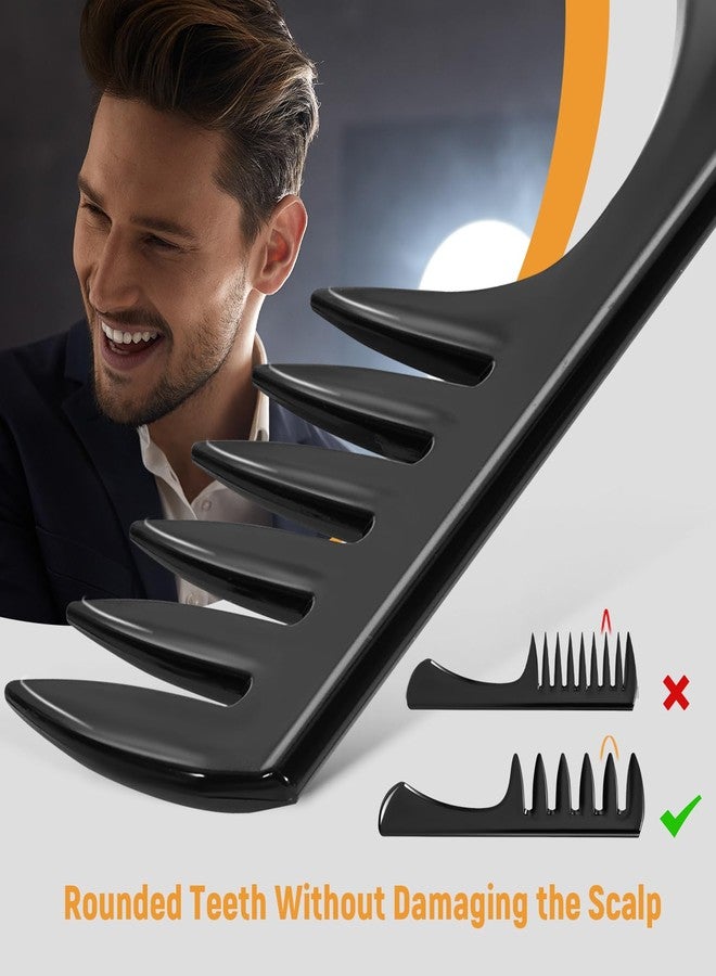 STYLEMATE 3Pcs Hair Styling Combs Set For Men - Black Barber Wide Tooth Texture Comb For Quiff, Pompadour, Slicked-back, Fauxhawk, Undercut - Image 5