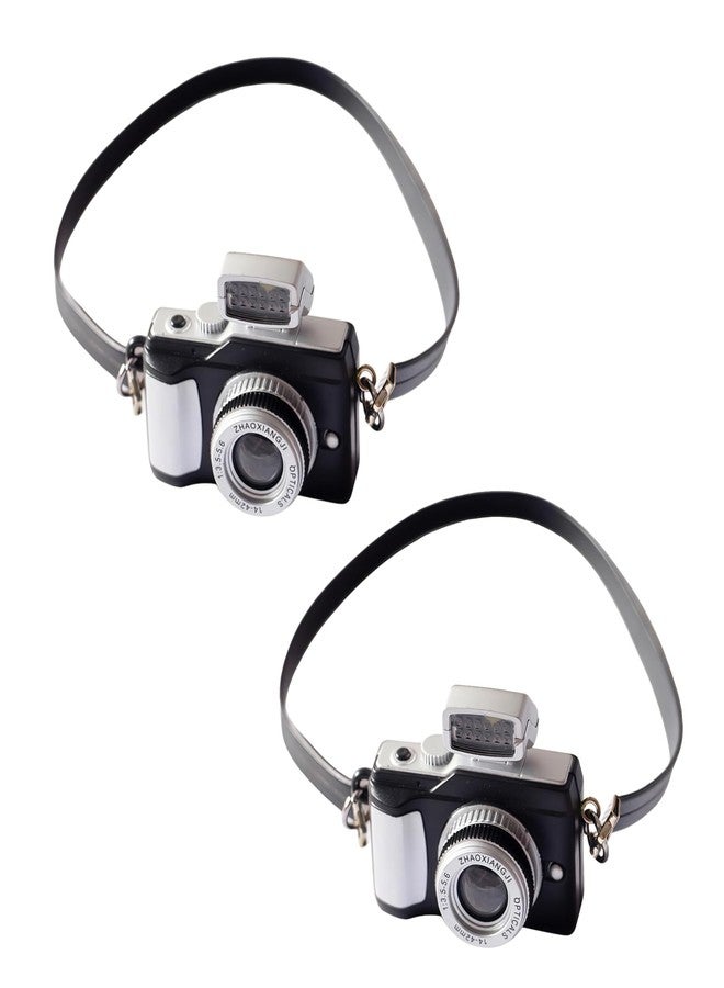Wentoenapp 2Pcs Miniature Camera 1:4 Scale Mini Camera Prop Mini Camera Ornament Vintage Camera Model Digital Camera Mini Decoration Accessories Photography Props - Image 1