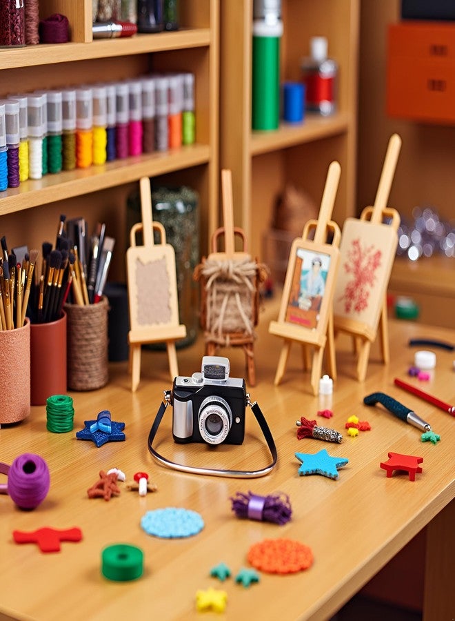 Wentoenapp 2Pcs Miniature Camera 1:4 Scale Mini Camera Prop Mini Camera Ornament Vintage Camera Model Digital Camera Mini Decoration Accessories Photography Props - Image 5