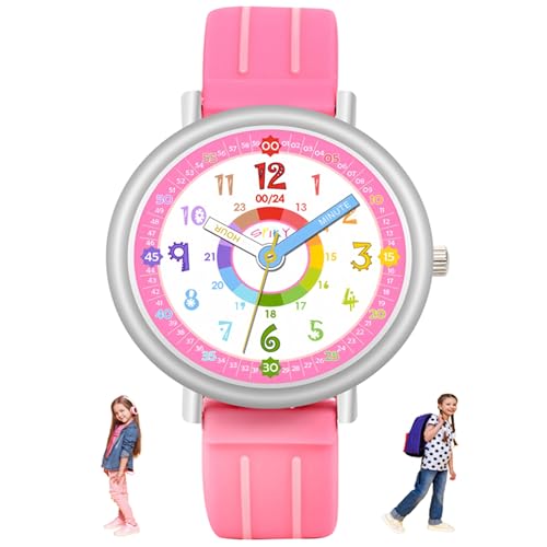 SPIKY Analog Watch for Kids (Pink) | Time Teaching Colorful Dial Display & Separate Minute | Water Resistant | Stylish Unisex Birthday Gift | Analogue Wrist Watches for Boys & Girls | Age 3-14 Yrs - Image 1