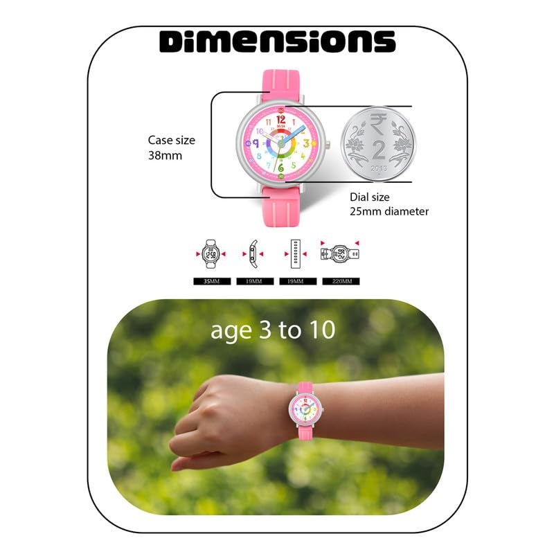 SPIKY Analog Watch for Kids (Pink) | Time Teaching Colorful Dial Display & Separate Minute | Water Resistant | Stylish Unisex Birthday Gift | Analogue Wrist Watches for Boys & Girls | Age 3-14 Yrs - Image 3