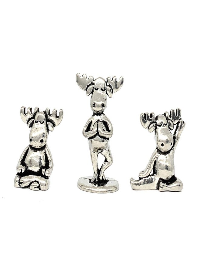 Basic Spirit Yoga Moose Poses Pewter Miniature Figurines Statues Gifts Namaste Zen - Image 1