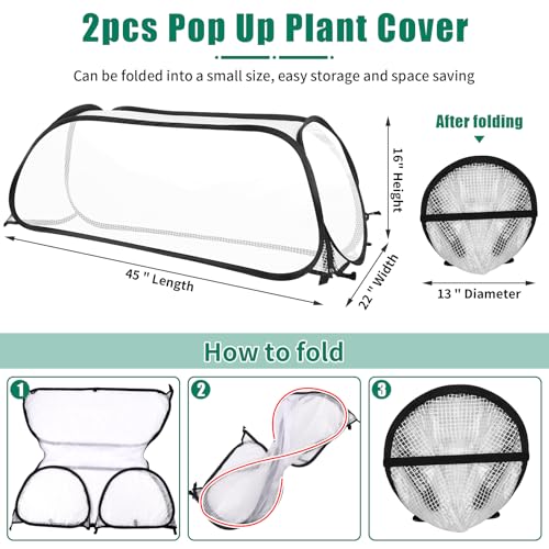 ANGAR 2PACK Garden Covers for Raised Beds, 45" X 22" X 16" Garden Row Plants Cover Accelerator, Freeze Protection Greenhouse Cover for Raised Garden Beds Protecting Seedlings Fruits Vegetable Rows - Image 3