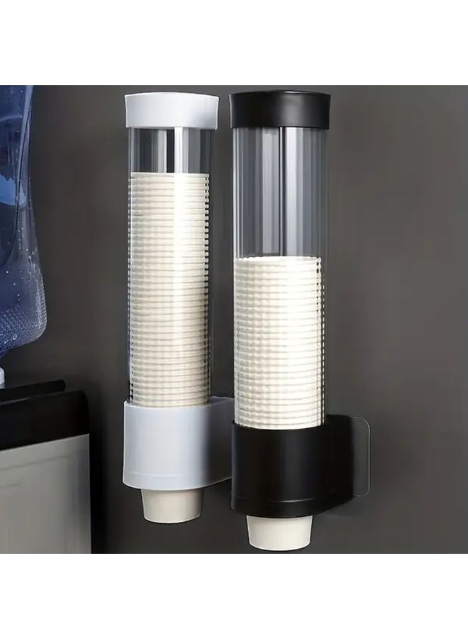 Automatic Push Button Cup Dispenser Holder With Black Wall Mount - Image 1