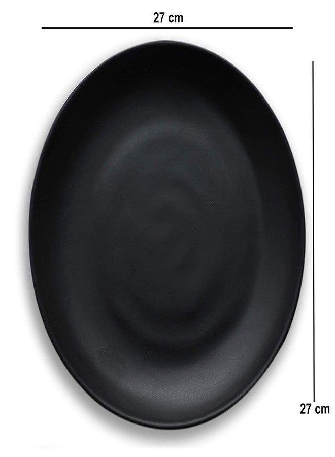 SEPARATE WAY Ceramic Handcrafted Ful Dinner Plate Matt Black Stylish and Durable 10" Set of 4 - Image 3