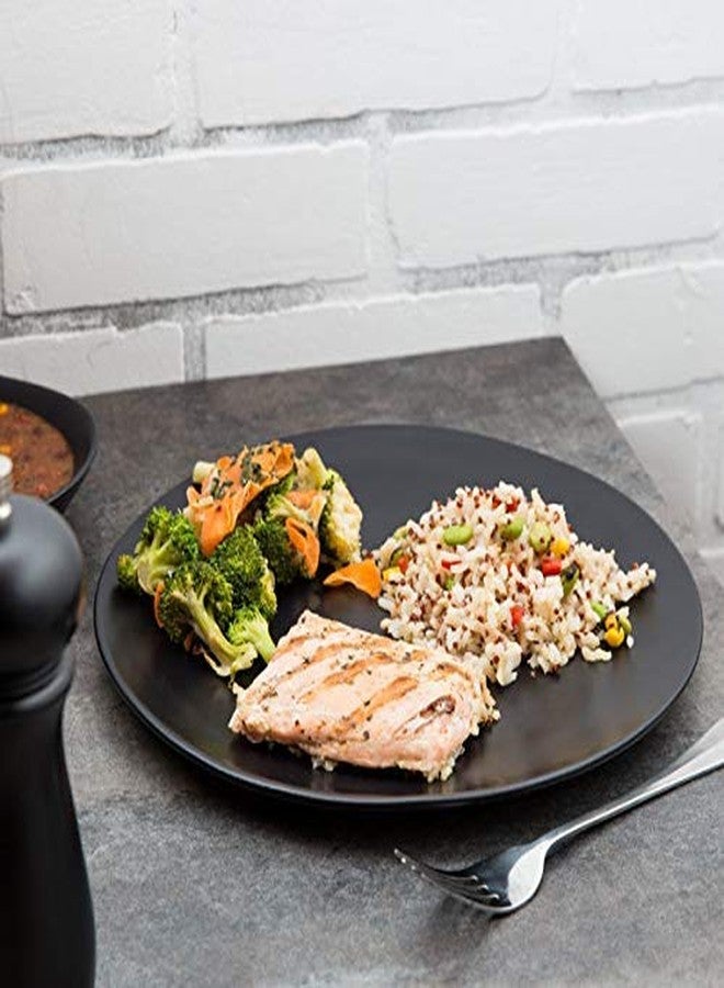 SEPARATE WAY Ceramic Handcrafted Ful Dinner Plate Matt Black Stylish and Durable 10" Set of 4 - Image 4