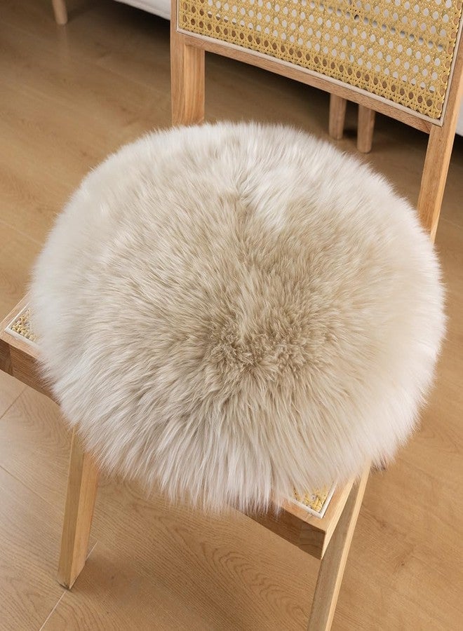 LLB Sheepskin Chair Pads - Office & Dining Room Chair Cushions (16.5" Round, Cream Brown) - Image 2