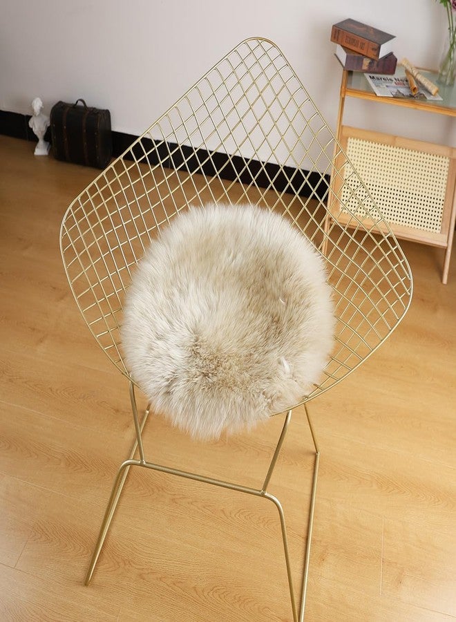 LLB Sheepskin Chair Pads - Office & Dining Room Chair Cushions (16.5" Round, Cream Brown) - Image 5