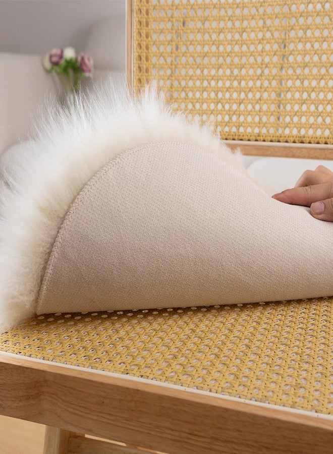 LLB Sheepskin Chair Pads - Office & Dining Room Chair Cushions (16.5" Round, Cream Brown) - Image 4