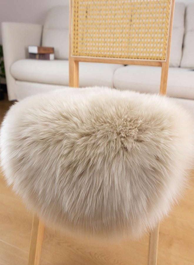 LLB Sheepskin Chair Pads - Office & Dining Room Chair Cushions (16.5" Round, Cream Brown) - Image 3