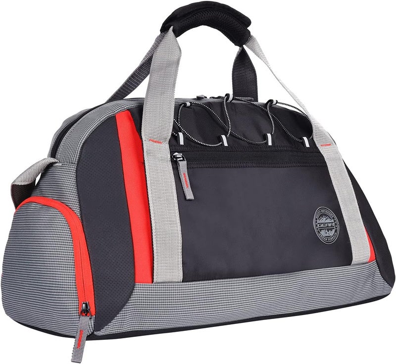 Gear Yoga 30L Medium Water Resistant Travel Duffle Bag/Gym Bag/Sports Duffle for Men/Women(Grey-Black-Orange) - Image 2