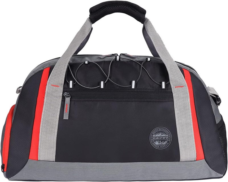 Gear Yoga 30L Medium Water Resistant Travel Duffle Bag/Gym Bag/Sports Duffle for Men/Women(Grey-Black-Orange) - Image 1