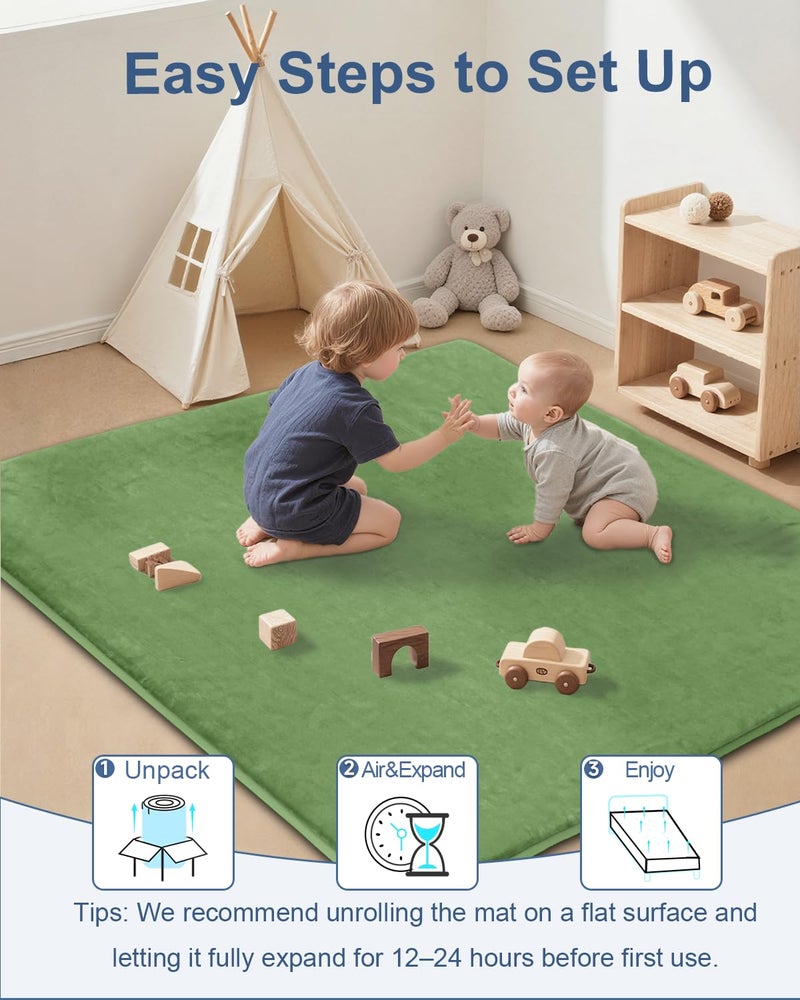 SEPARO Thick Baby Play Mat for Floor,Padded Foam 50x50 Playpen Mat,Ultra Soft Support&Plush Feel Nursery Rug,Non Slip for Toddler, Infants,Kids Play,Yoga,Baby Crawling,Tummy Time(Green) - Image 5