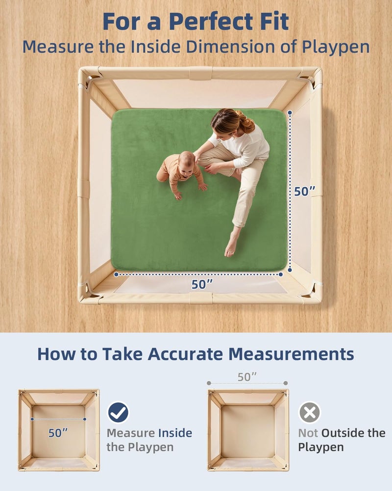 SEPARO Thick Baby Play Mat for Floor,Padded Foam 50x50 Playpen Mat,Ultra Soft Support&Plush Feel Nursery Rug,Non Slip for Toddler, Infants,Kids Play,Yoga,Baby Crawling,Tummy Time(Green) - Image 4