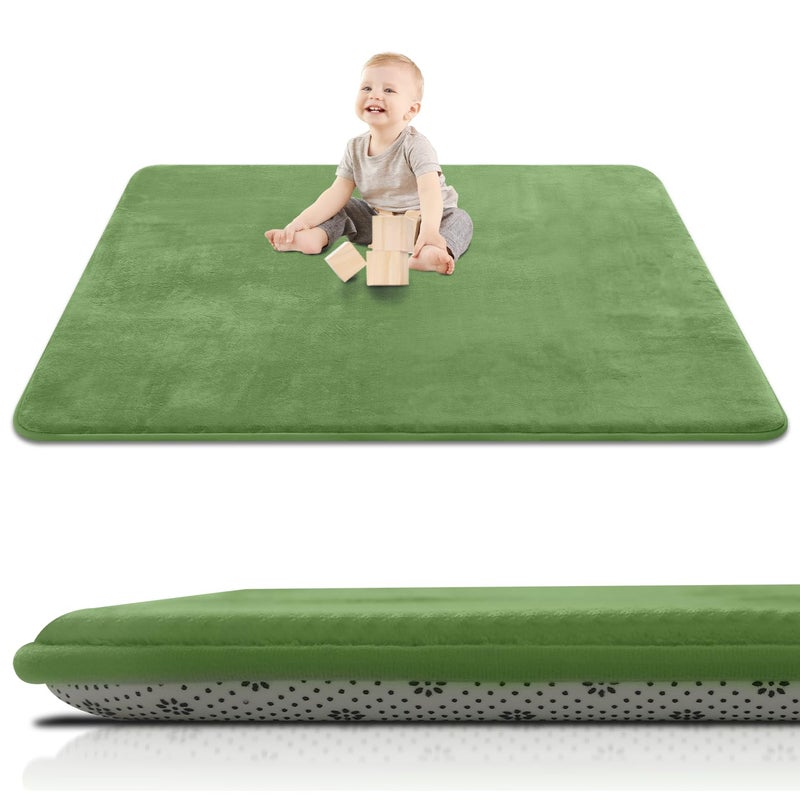 SEPARO Thick Baby Play Mat for Floor,Padded Foam 50x50 Playpen Mat,Ultra Soft Support&Plush Feel Nursery Rug,Non Slip for Toddler, Infants,Kids Play,Yoga,Baby Crawling,Tummy Time(Green) - Image 1