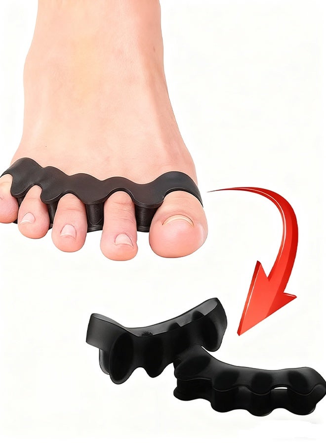 Happy D Toe Separators Spacers Use for Health Beauty Pedicures Plantar Fasciitis Hammer Toes Claw Toes Other Foot Conditions Pedicures for Men and Women 2Pcs Black - Image 1