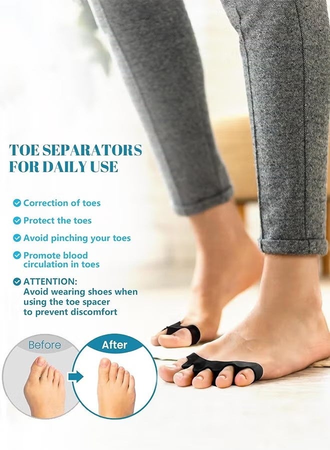 Happy D Toe Separators Spacers Use for Health Beauty Pedicures Plantar Fasciitis Hammer Toes Claw Toes Other Foot Conditions Pedicures for Men and Women 2Pcs Black - Image 3