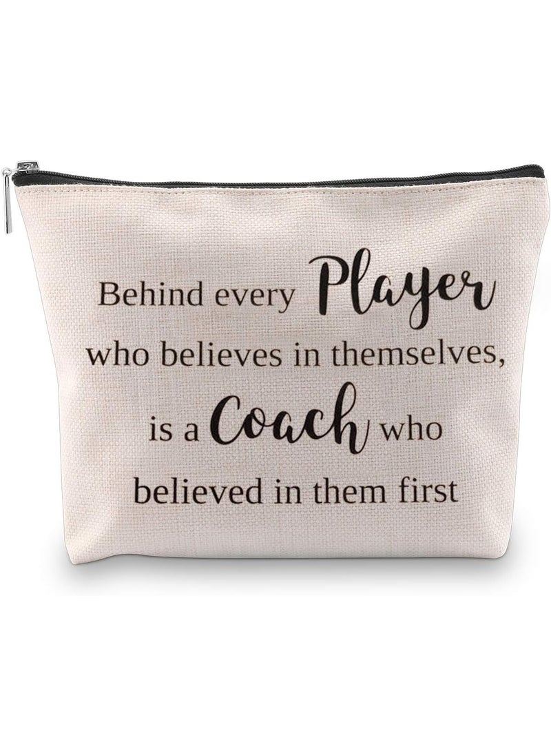 WCGXKO - WCGXKO Coach Gift Behind Every Player Who Believes Themselves Is A Coach Who Believed In Them First Coach Zipper Pouch Cosmetics Bag (Behind every player) - Image 1